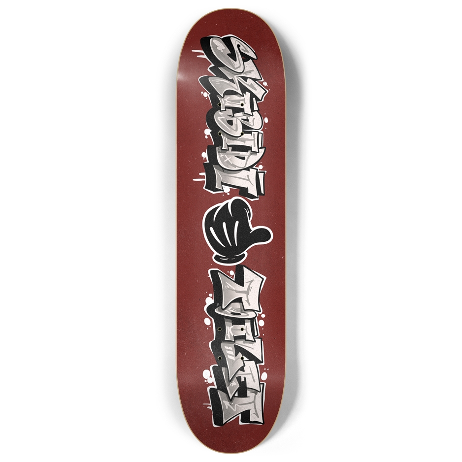 Skibidi Toilet Silver Graffiti Skate Deck