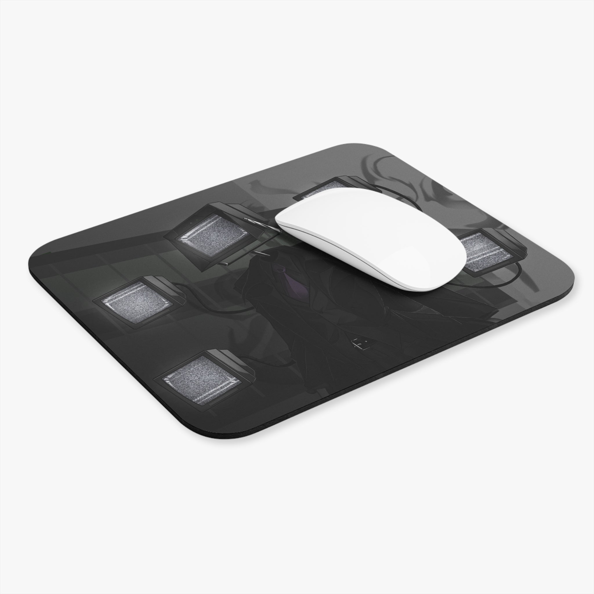 Mousepad featuring a cinematic scene of TV Man with multiple TVs