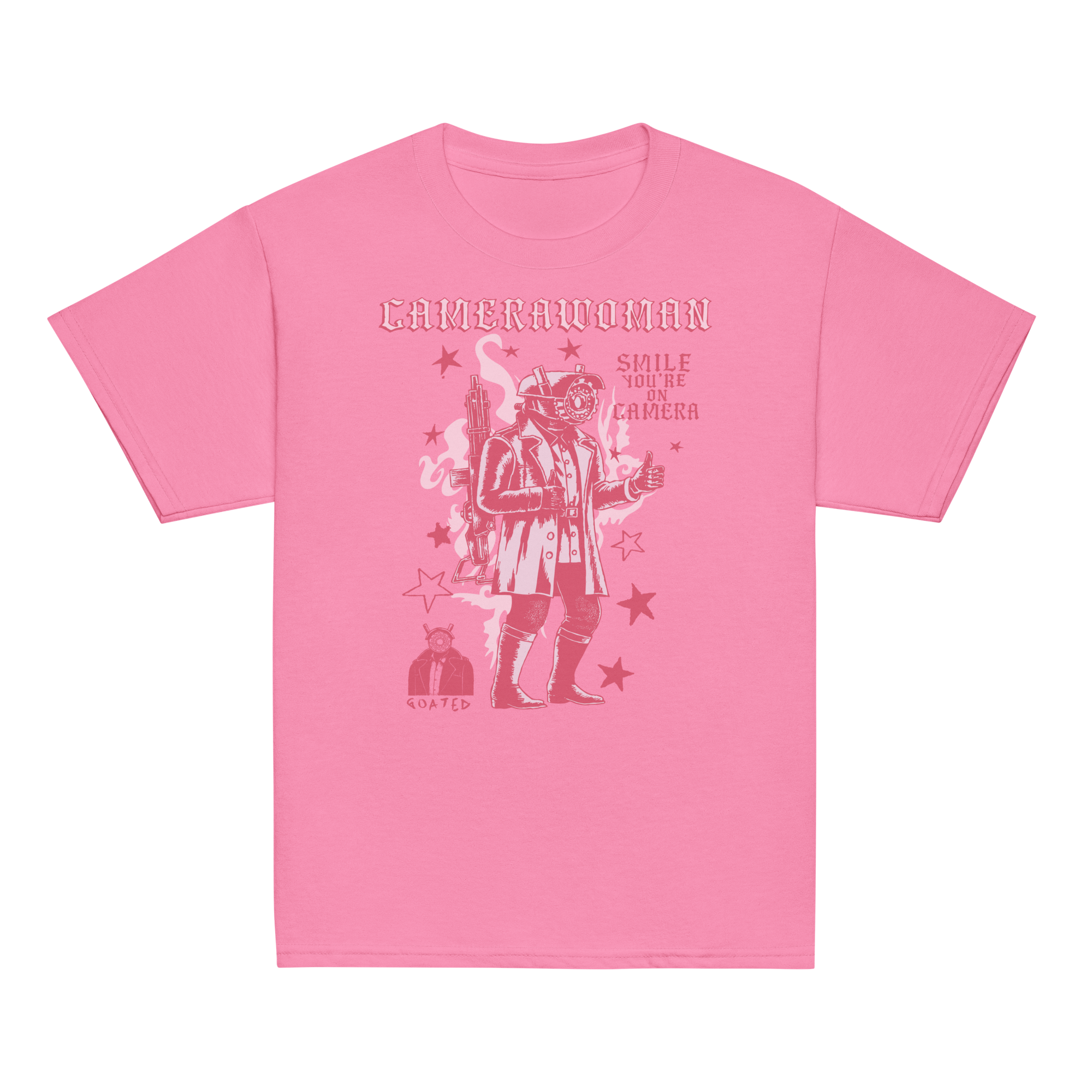Smile You're ON Camerawoman Youth Pink Tee